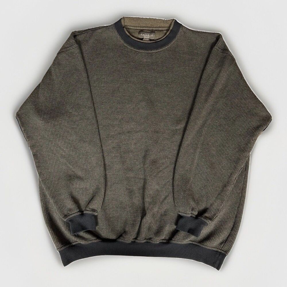 Vintage Knights Sportswear Waffle Knit Sweater Mens 2XLT Gray Crewneck